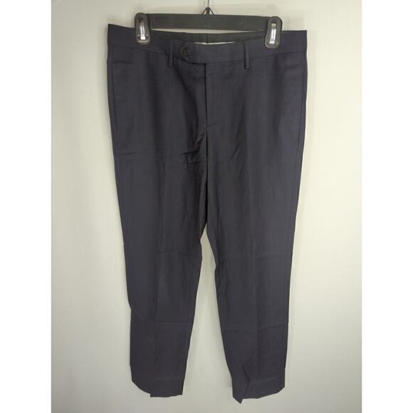 Emporio Armani‎ Women's Solid Mid Rise Straight Leg Dress Pants Navy Size Large - Picture 1 of 9